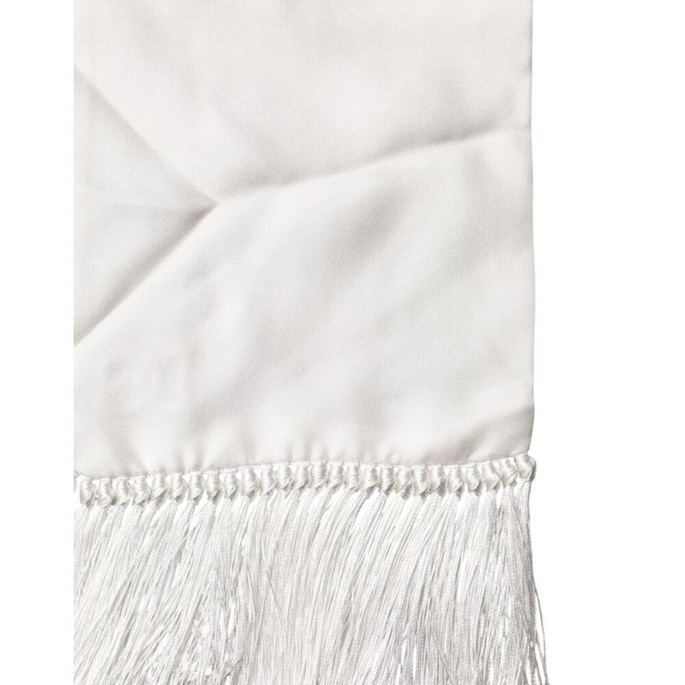 Dolce & Gabbana Men White Silk Fringed Edge Lace Stole Men's Scarf